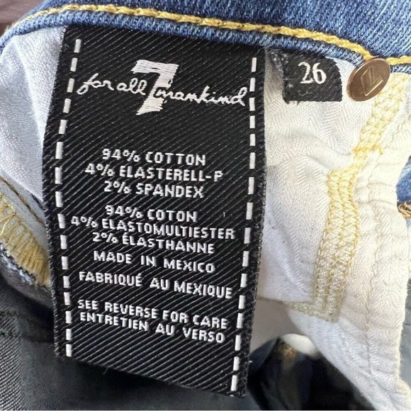 7 For All Mankind The Ankle Skinny Jeans Womens Size 25 Light Cotton Denim - Picture 7 of 9